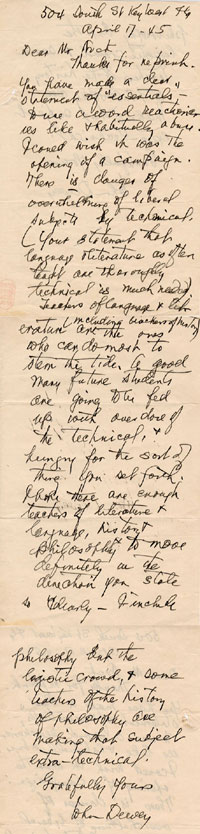 Autograph Letter with Dewey's sign, dated April 17, 1945