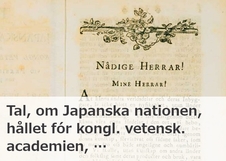 Tal, om Japanska nationen, hållet fór kongl. vetensk. academien, vid Præsidii Nedläggande, den 3 Novemb. 1784
